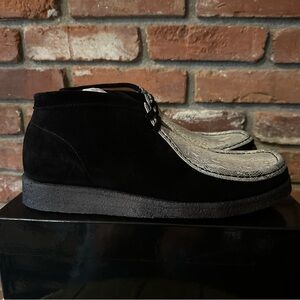 Padmore & Barns Black Suede, Snake Print P404 Boot Shoe